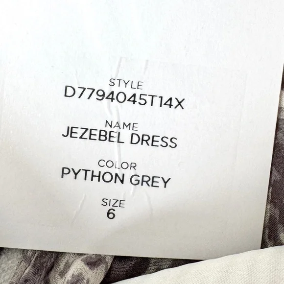 DVF Jezebel Python Grey Print Tie Neck Long Sleeve Shift Mini Dress Size 6 - Picture 10 of 14